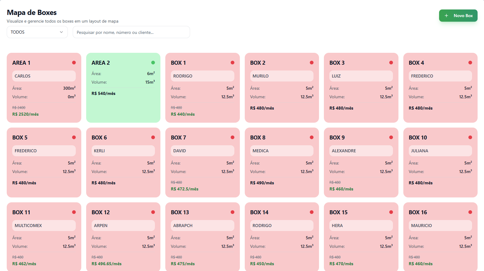 Gestão de Boxes